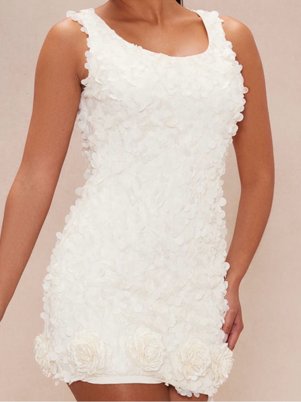 White Floral Appliqué Tank Dress